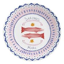 Conj 6 Pratos de Sobremesa Sardines