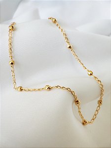 Colar corrente em elos com bolinhas - Nice