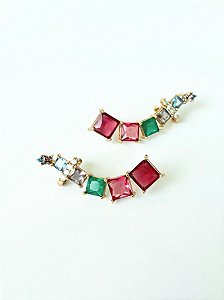 Brinco Earcuff com Zircônias e Cristais fume - Florença