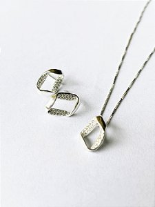Conjunto orgânico com microzircônia em Prata 925 - Lila
