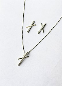Conjunto linhas com microzircônia e Prata 925 - Amarílis