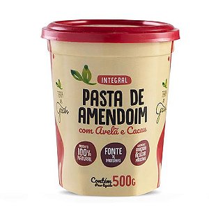 Pasta de Amendoim Integral com Avelã e Cacau - Levemente adoçado com açúcar mascavo - 500 g