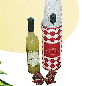Limoncello de Massimo 500 ml, embalagem tubo com fechamento em papel celofane e laço