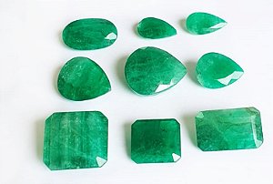 Lote  Esmeralda Lapidada Vários Formatos - Cut Emerald Multiform