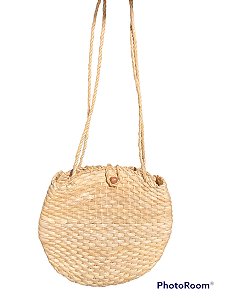 Bolsa de palha de milho meia lua rústica moda praia