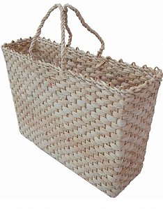 Bolsa de palha de milho tiracolo moda praia trama fechada
