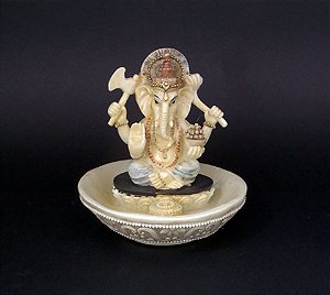 Incensario Ganesha Marfim - 10cm