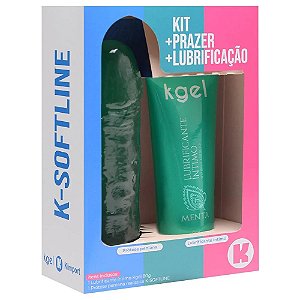 Kit K-softline Lubrificante Beijável Menta + Pênis de Borracha Aromático Menta