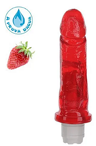 PÊNIS VIBRADOR COM AROMA DE MORANGO 17x4cm