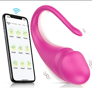 Vibrador de casal em formato de glande por aplicativo