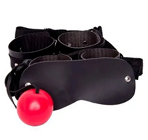 KIT COM ALGEMAS , TORNOZELEIRAS COM TIRAS ,VENDA E MORDAÇA DOMINATRIXXX