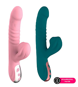 Vibrador ponto G vai e vem com aquecimento, 360º e estimulador por tecnologia de vibroar