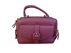 Bolsa VINHO, estilo baú, pala com fivela e bolso frontal