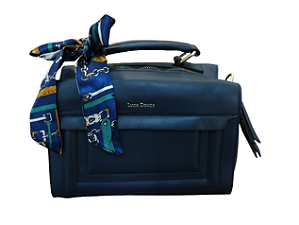 Bolsa AZUL MARINHO, estilo bauzinho, lencinho amarrar detalhe