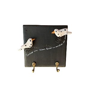 Porta Chaves Mini Passarinho Preto