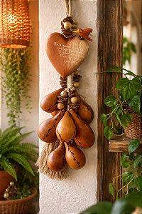 Colar de Parede Penca Beija flor e Cabaças (80cm )