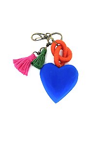 CHAVEIRO CORAÇÃO TESSEL AZUL BIC (21x7x6cm)