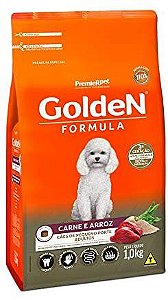Ração Golden Fórmula Mini Bits para Cães Adultos Pequeno Porte Sabor Carne e Arroz 1 kilo
