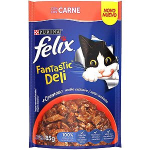Ração Úmida Felix Fantastic Deli Carne para Gatos Adultos 85 gramas