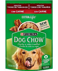 Ração Úmida Nestlé Purina Dog Chow Sachê Carne para Cães Adultos Todos os Tamanhos 100 gramas