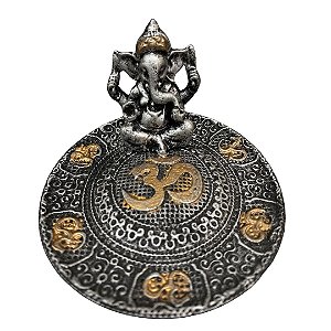 Incensário redondo Ganesha Ohm prata