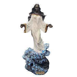 Imagem Orixá Iemanjá manto branco 29 cm