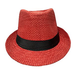 Chapéu Panamá Vermelho com fita Preta