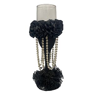 Taça Champagne Preta com Corrente