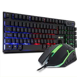 Kit Gamer Teclado e Mouse Semi Mecânico RGB Knup KP-TE115