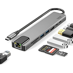 Okut Tipo C Para Usb 3.0 Hub Usb C Hdmi Sd Lan Pd Carga 8 em 1