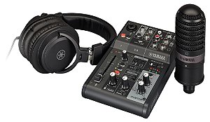 AG03MK2 LSPK YAMAHA Kit Mesa Interface Microfone  Fone de Ouvido - Musica Lives Podcast