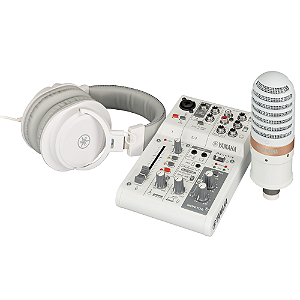 AG03MK2 LSPK YAMAHA BRANCA Kit Mesa Interface Mic Fone (GRATIS CURSO ONLINE CUBASE AI)