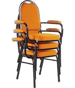 Kit com 3 Cadeiras para Auditório Linha Hotel Laranja