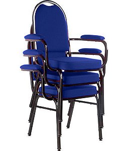 Kit com 3 Cadeiras para Auditório Linha Hotel Azul