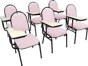Kit com 6 Cadeiras Universitária para Auditórios Linha Hotel Rosa