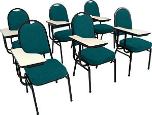 Kit com 6 Cadeiras Universitária para Auditórios Linha Hotel Verde