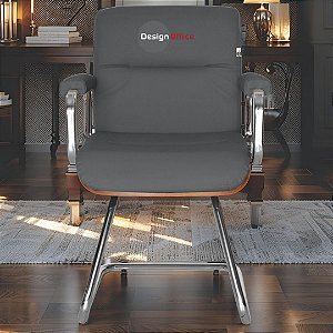 Cadeira Original Eames Interlocutor Cromada Linha Capa em Madeira Marrom Café