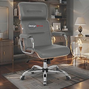 Cadeira Original Eames Presidente com Rodinhas Cromadas e Anti Risco Linha Capa em Madeira Escura - Marrom Café