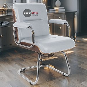 Cadeira Original Eames Interlocutor Cromada Linha Capa em Madeira Escura - Cinza Claro