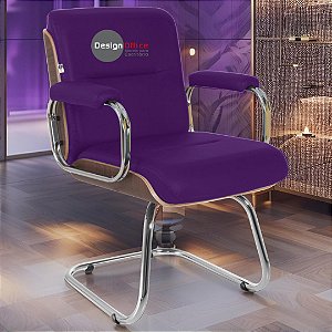 Cadeira Original Eames Interlocutor Cromada Linha Capa em Madeira Escura - Roxo