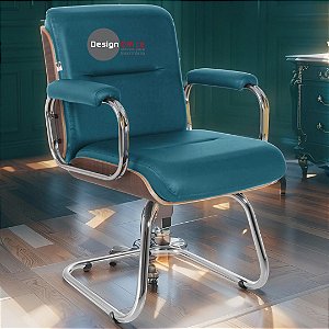 Cadeira Original Eames Interlocutor Cromada Linha Capa em Madeira Escura - Verde