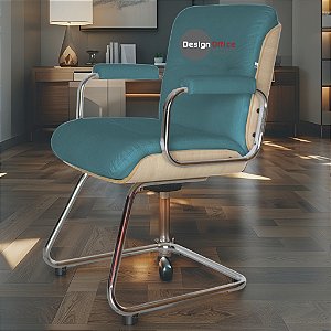 Cadeira Original Eames Interlocutor Cromada Linha Capa em Madeira Clara - Verde