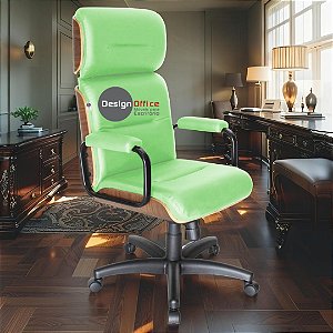 Cadeira Original Eames Presidente com Rodinhas Black e Anti Risco Linha Capa em Madeira - Verde Limão
