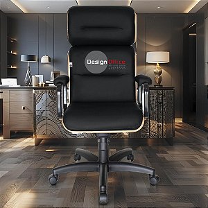 Cadeira Original Eames Presidente com Rodinhas Black e Anti Risco Linha Capa em Madeira - Preto