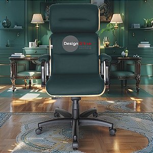 Cadeira Original Eames Presidente com Rodinhas Black e Anti Risco Linha Capa em Madeira - Verde