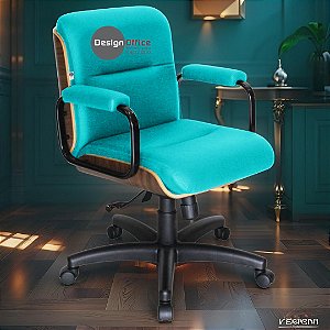 Cadeira Original Eames Diretor com Rodinhas Black e Anti Risco Linha Capa em Madeira - Verde Água