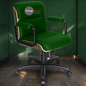 Cadeira Original Eames Diretor com Rodinhas Black e Anti Risco Linha Capa em Madeira - Verde Escuro