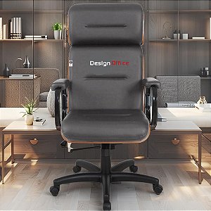 Cadeira Original Eames Presidente com Rodinhas Black e Anti Risco Linha Capa em Madeira Escura - Marrom Café