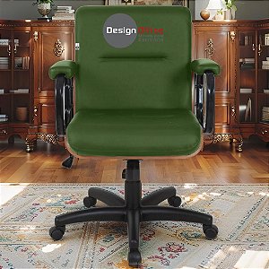 Cadeira Original Eames Diretor com Rodinhas Black e Anti Risco Linha Capa em Madeira Escura - Verde Escuro