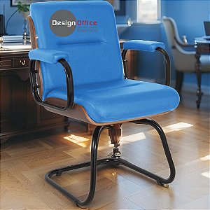 Cadeira Original Eames Interlocutor Black Linha Capa em Madeira Escura - Azul Bebê
